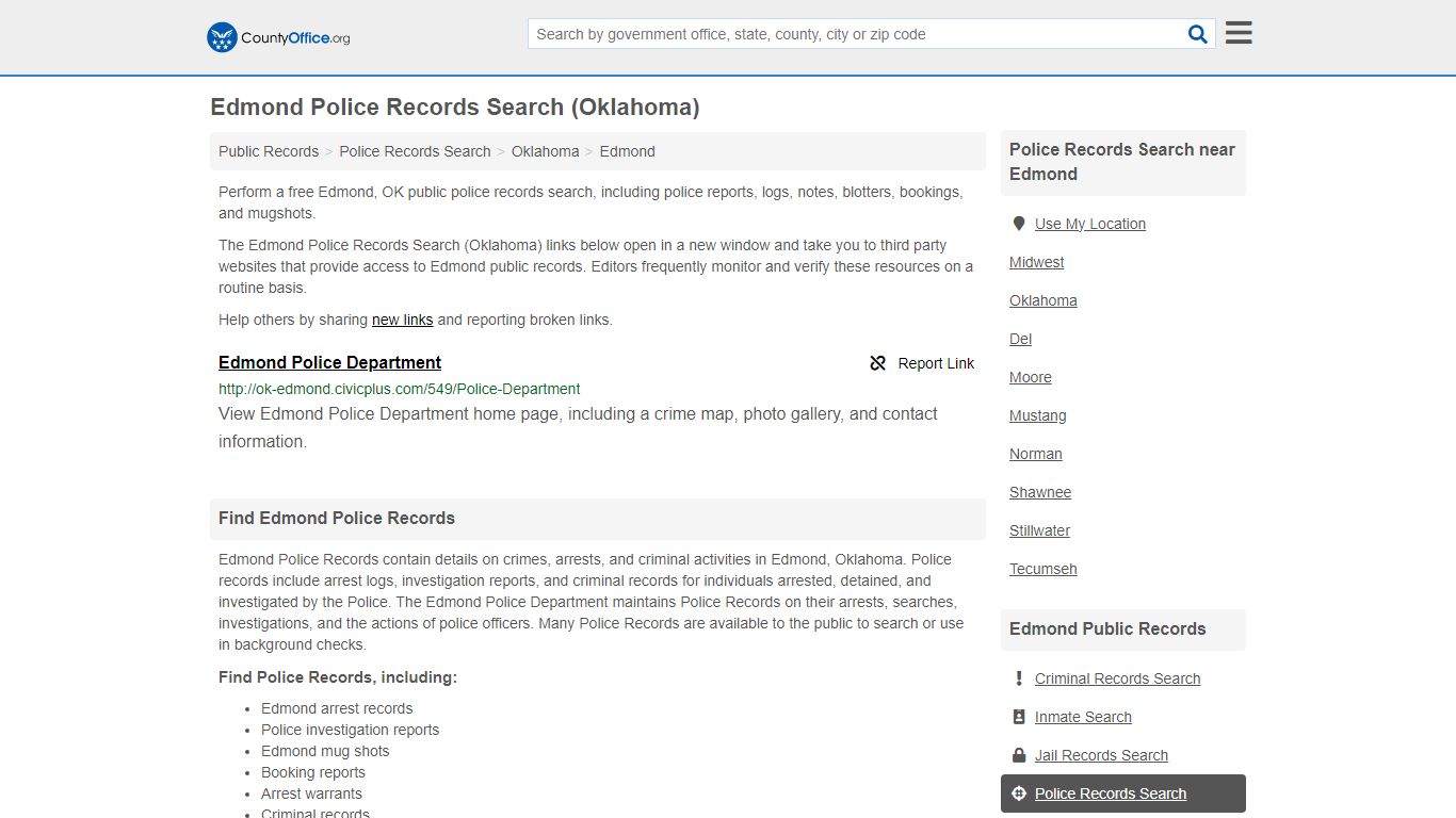 Police Records Search - Edmond, OK (Accidents & Arrest Records)