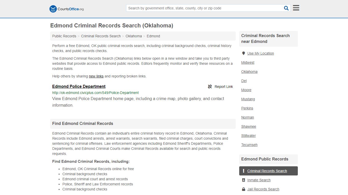 Criminal Records Search - Edmond, OK (Arrests, Jails & Most Wanted Records)